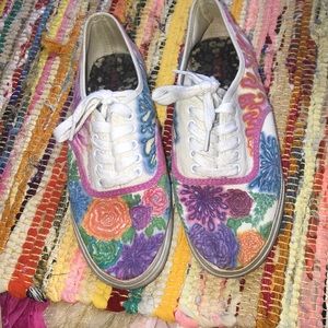Custom drawn trippy canvas shoes